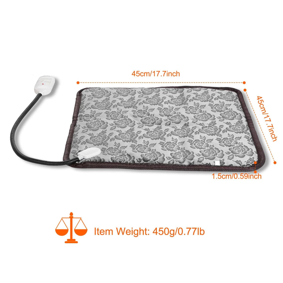 Heated Dog Pad – Adjustable Warming Mat with Chew-Resistant Cord, 17.7 x 17.7 in
