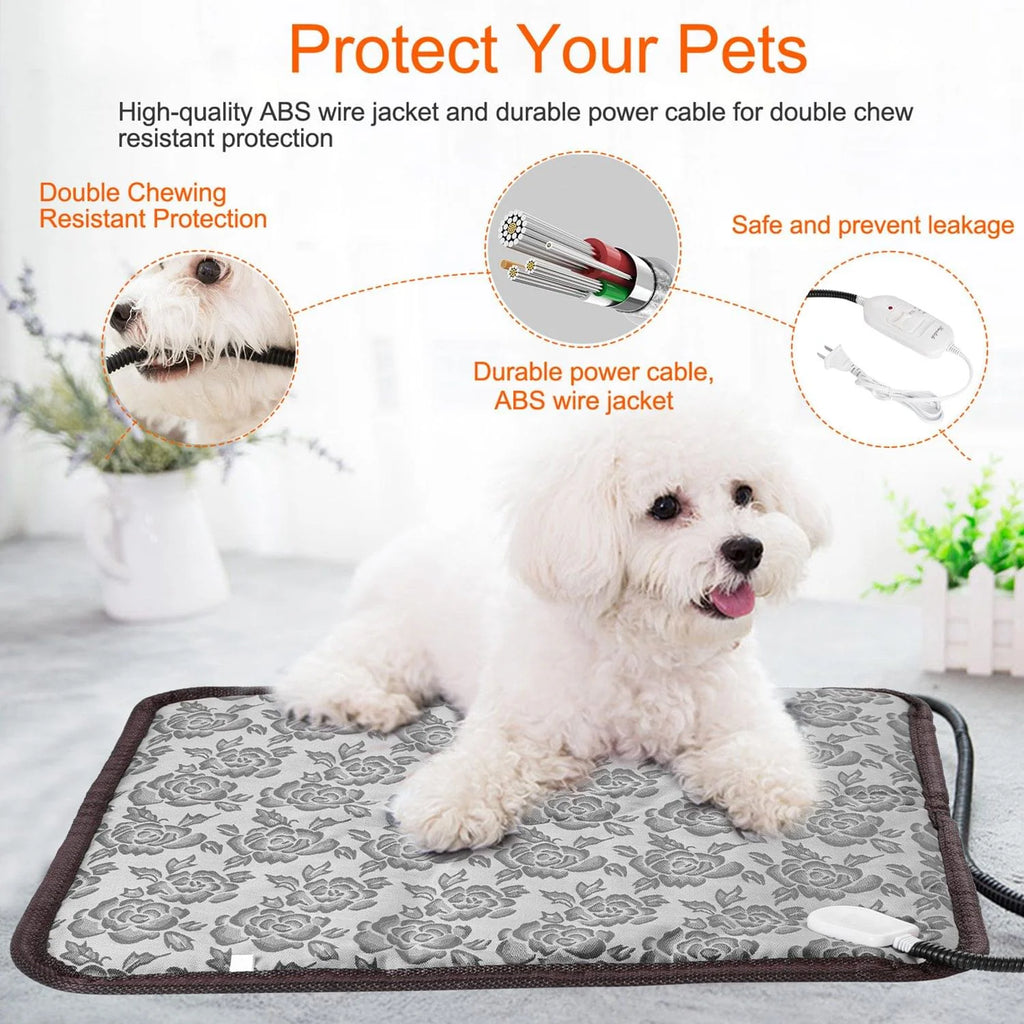 Heated Dog Pad – Adjustable Warming Mat with Chew-Resistant Cord, 17.7 x 17.7 in