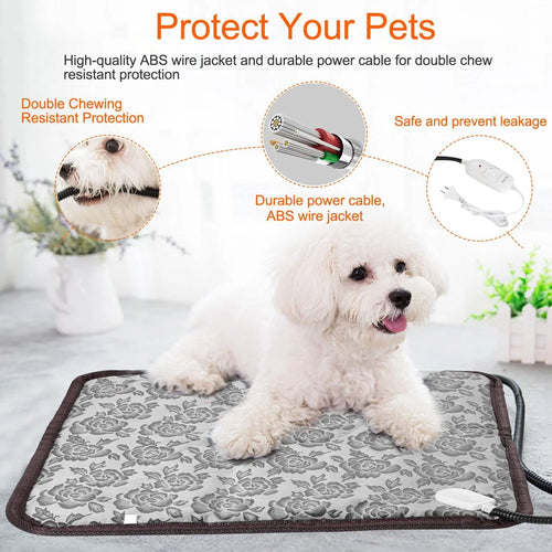 Heated Dog Pad – Adjustable Warming Mat with Chew-Resistant Cord, 17.7 x 17.7 in
