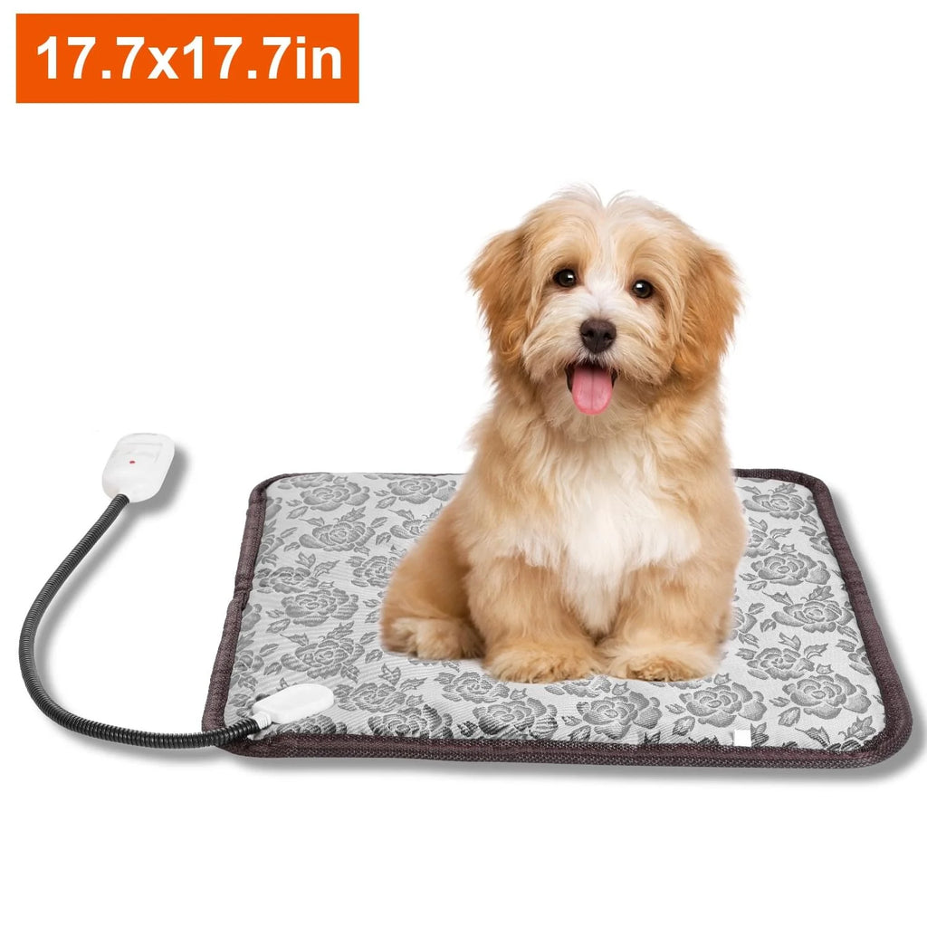 Heated Dog Pad – Adjustable Warming Mat with Chew-Resistant Cord, 17.7 x 17.7 in