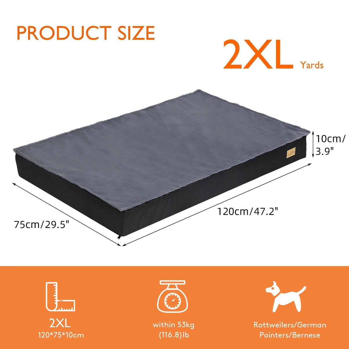 Orthopedic Dog Bed with Washable Cover – Supportive Foam for Large Senior Dogs