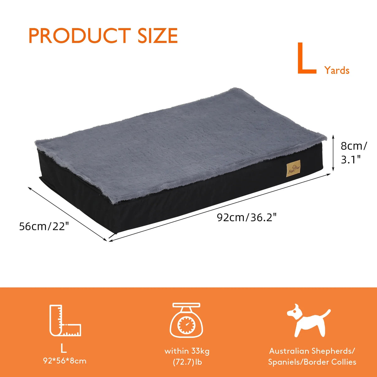 Orthopedic Dog Bed with Washable Cover – Supportive Foam for Large Senior Dogs