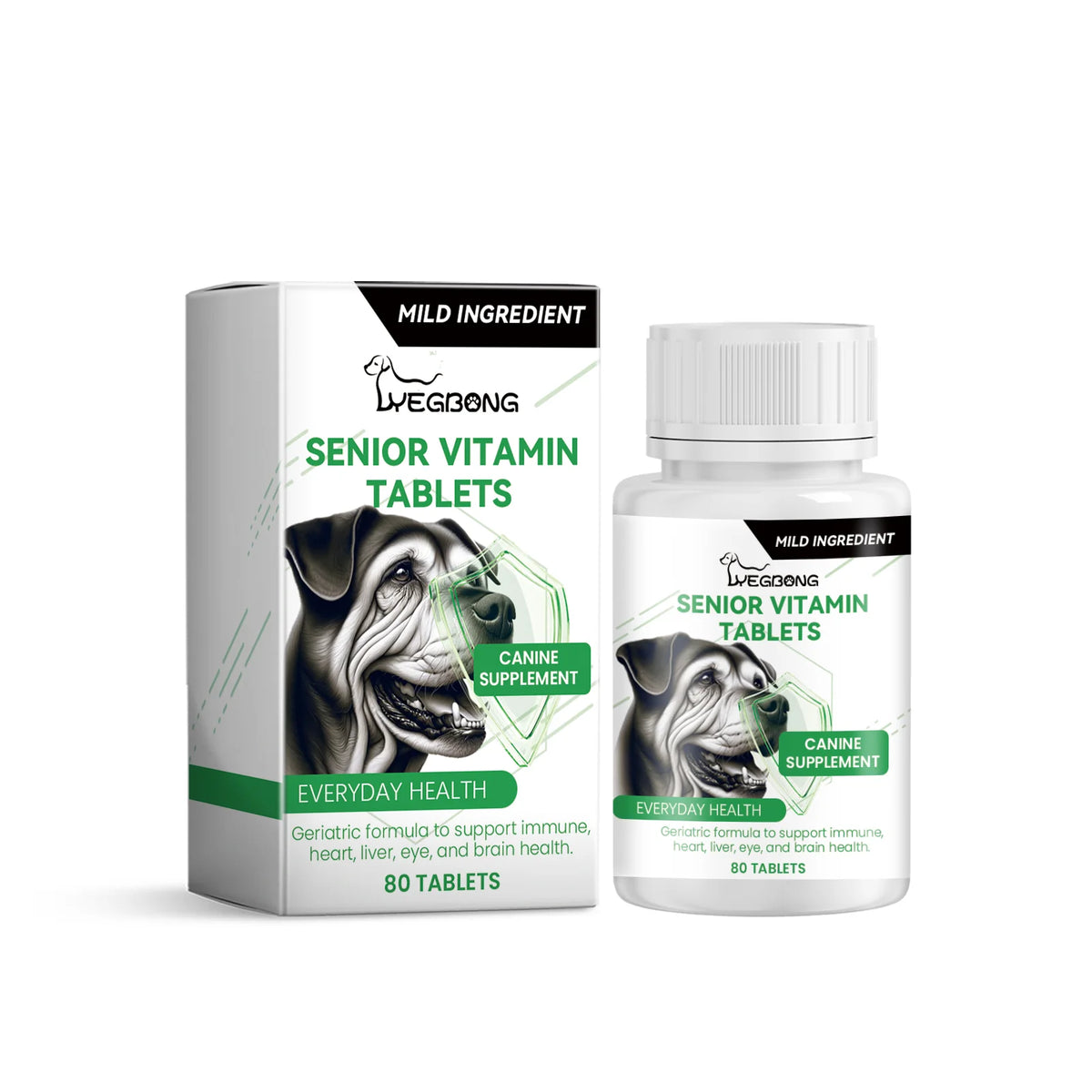 Senior Dog Multivitamin – 80 Chewable Tablets for Older Dogs