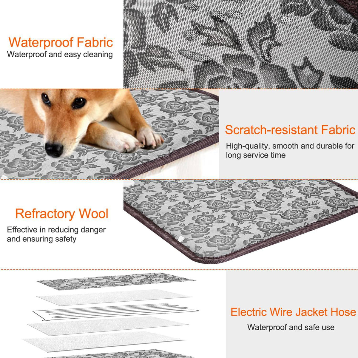 Heated Dog Pad – Adjustable Warming Mat with Chew-Resistant Cord, 17.7 x 17.7 in